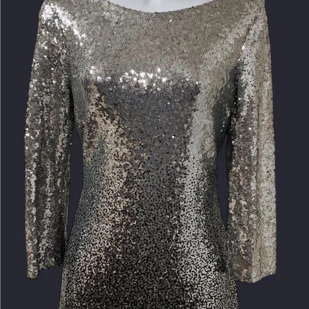 Premier Amour Silver to Black Ombré Sequin Dress - Picture 2 of 8